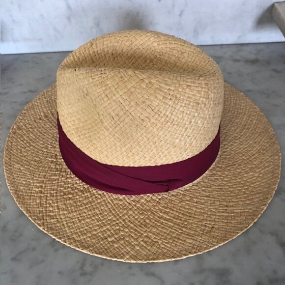 MADCAPS Paris New York Cranberry Band Straw Fedora Hat Vintage main image 16
